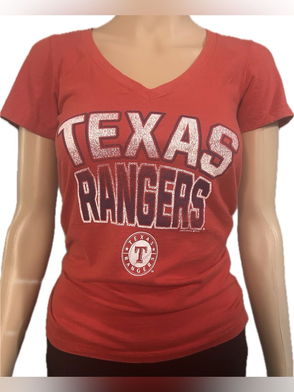 Texas Rangers Red V-Neck T-Shirt